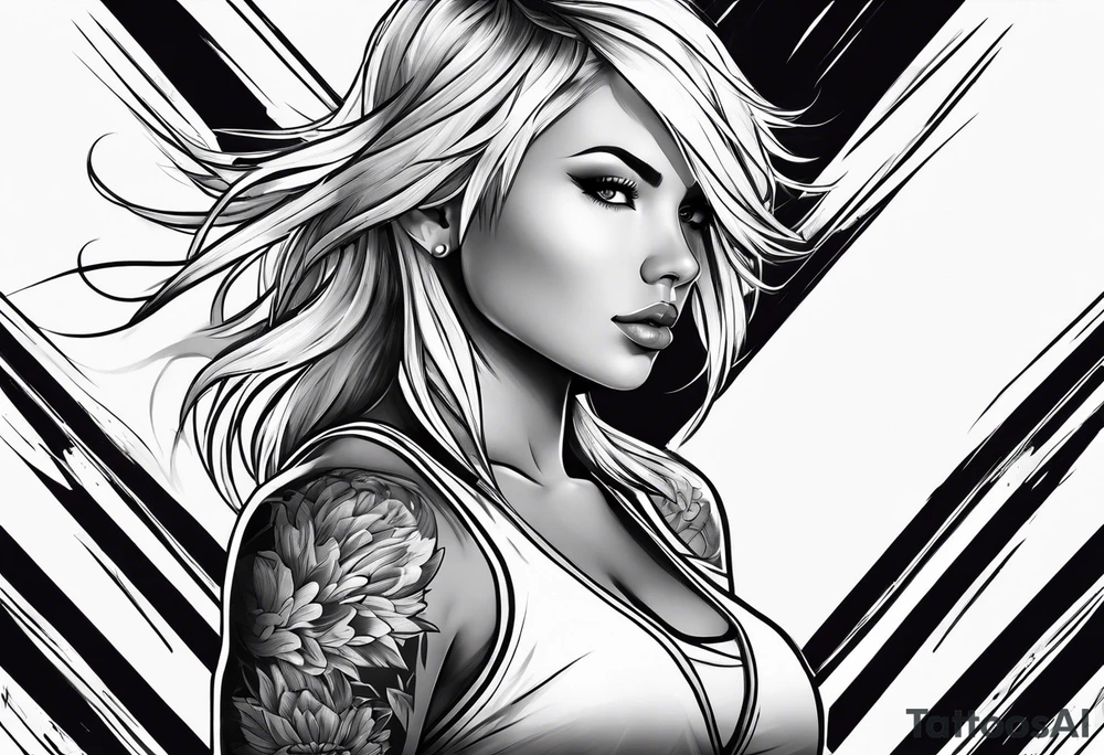 Blonde female martial artist tattoo idea
