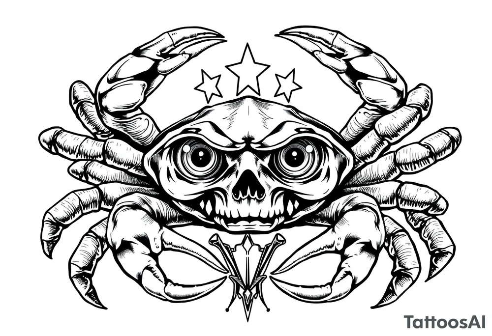 A king crab with the cancer zodiac visual and Huge eyes anti gov tattoo idea