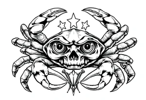 A king crab with the cancer zodiac visual and Huge eyes anti gov tattoo idea