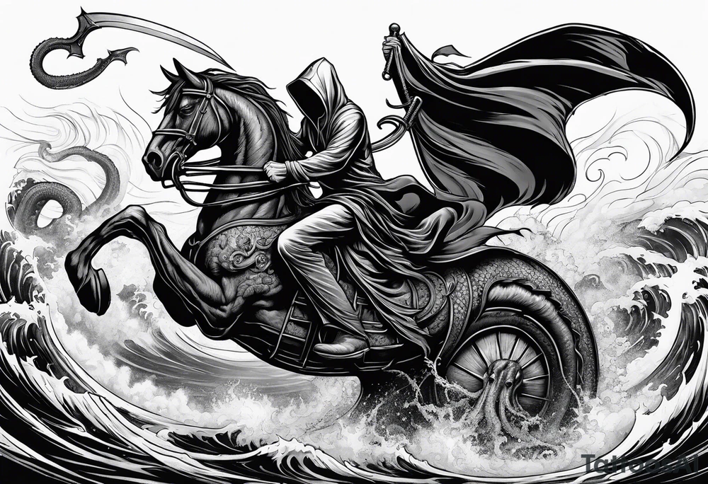 Grim reaper riding a kraken tattoo idea