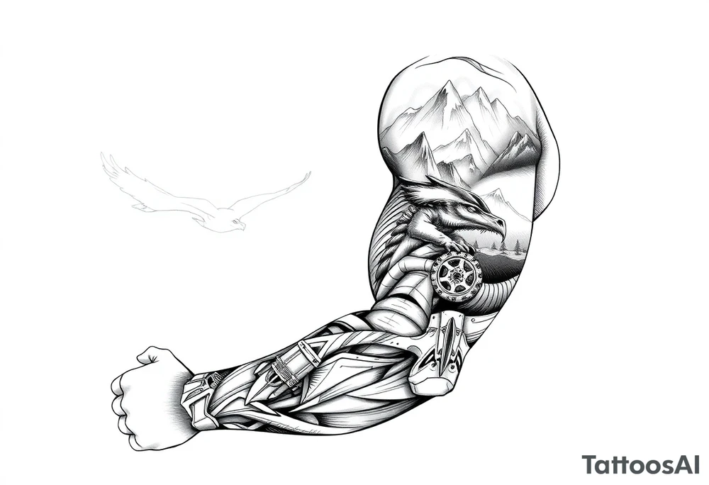 Masculin, country, mountains, wildlife, nature, racing , father of 4,
blue collar sleeve tattoo idea