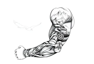 Masculin, country, mountains, wildlife, nature, racing , father of 4,
blue collar sleeve tattoo idea