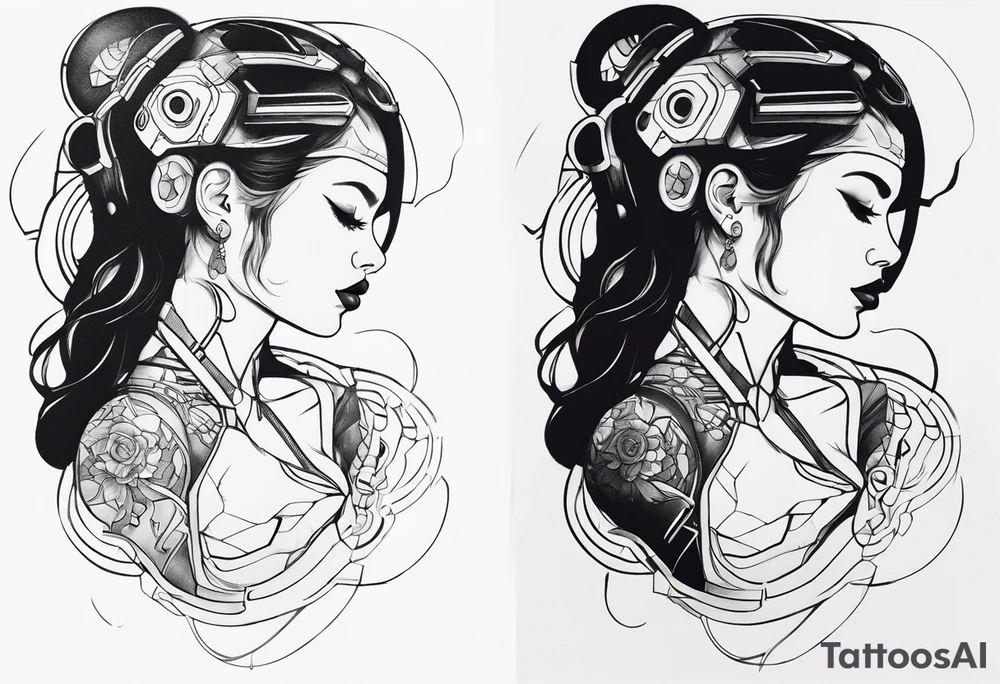 cyborg girl tattoo idea