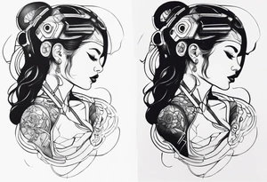 cyborg girl tattoo idea