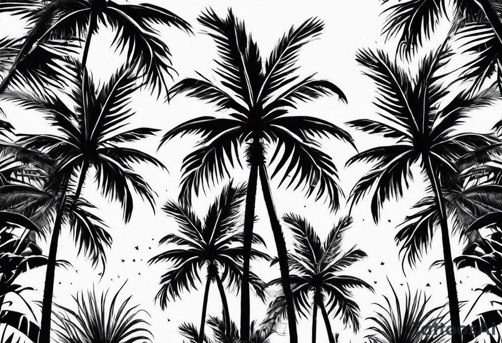 Palm tree arm sleeve tattoo idea