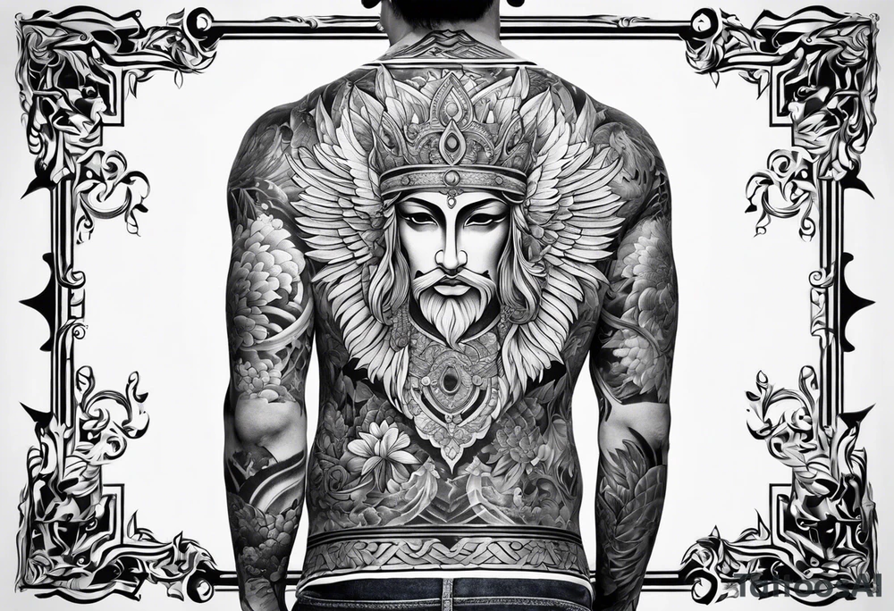 full body back tattoo rectangle tattoo idea