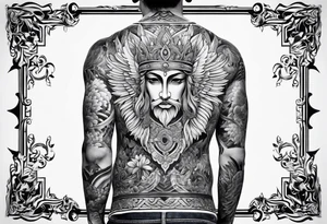 full body back tattoo rectangle tattoo idea