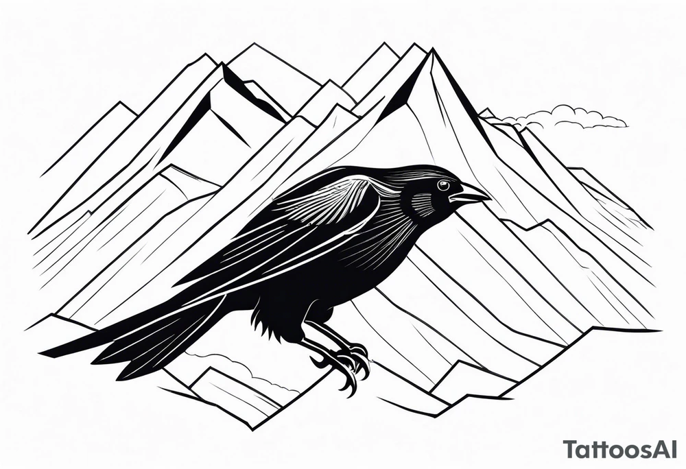 alpine chough flying tattoo idea