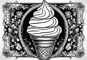 black and white ice cream cone with small red heart on it somewhere. tattoo idea