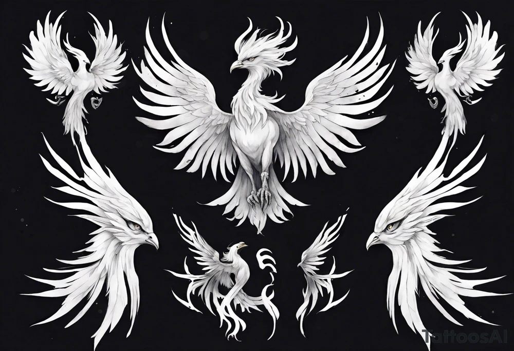a white phoenix with an iron circlet on its head tattoo idea