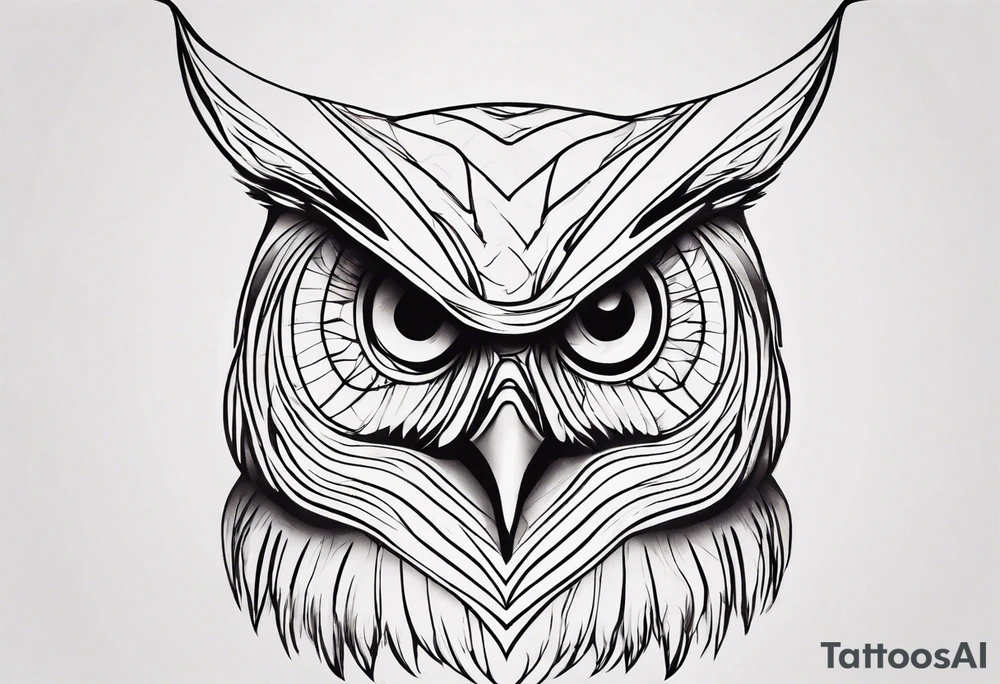 create one-line art of a owl head. the line has to start at the buttom and be finished at the top tattoo idea