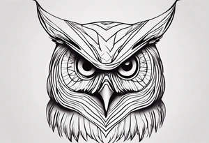 create one-line art of a owl head. the line has to start at the buttom and be finished at the top tattoo idea