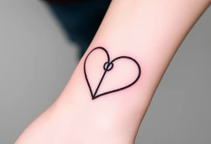 A minimalist heart outline split into two (Color: Black with a subtle red gradient along the edges) tattoo idea