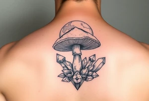 Mushroom, crystals and the moon tattoo idea