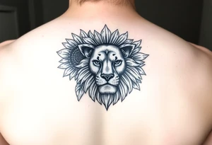 sunflower or multiple sunflowers and lion head tattoo idea