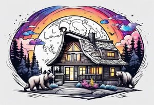 bear building a house on the moon tattoo idea