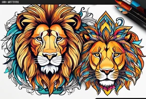 Lion and lioness thats has august 17 & 18 written on it tattoo idea