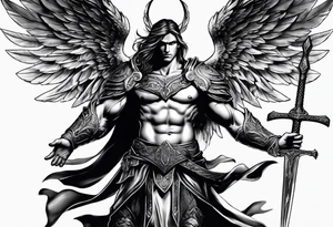 male angel warrior tattoo idea