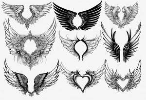 Wings with the dates (1) 09/12/2012 and (2) 24/10/2023 in between the wings tattoo idea