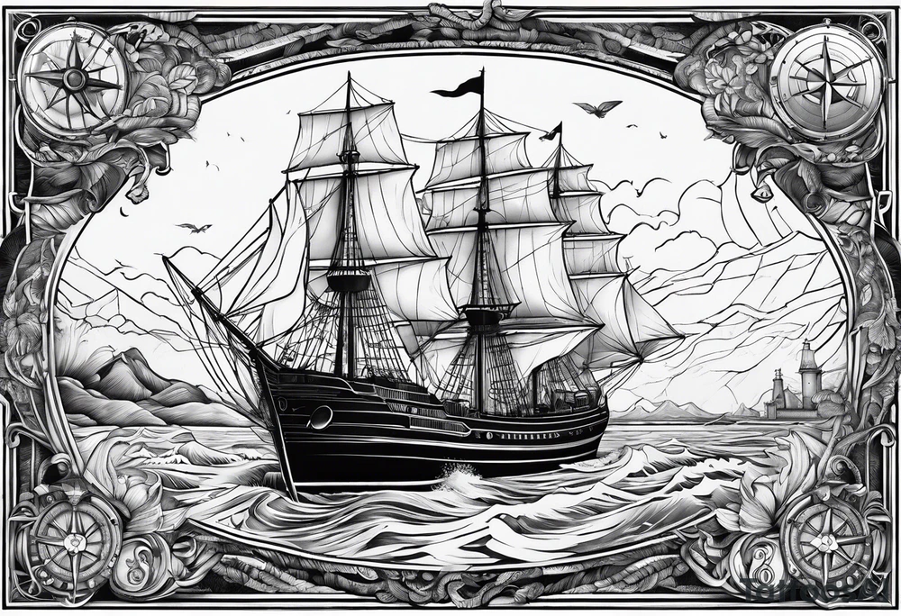nautical map tattoo idea