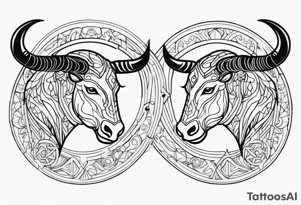 Gemini and taurus symbols intertwined tattoo idea