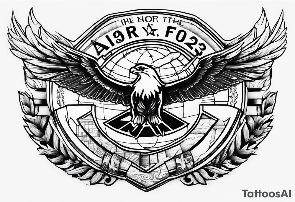 2023 Air Force symbol combined with the 2023 civil engineer symbol inside tattoo idea