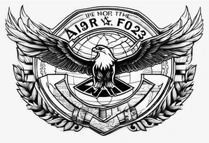 2023 Air Force symbol combined with the 2023 civil engineer symbol inside tattoo idea