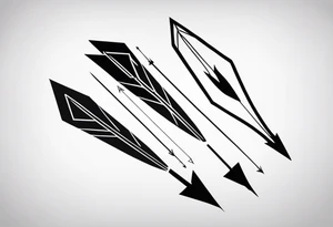 three minimalistic parallel medieval arrows.
two arrows broken. arrows need to have a flight at one end and a head at the other tattoo idea