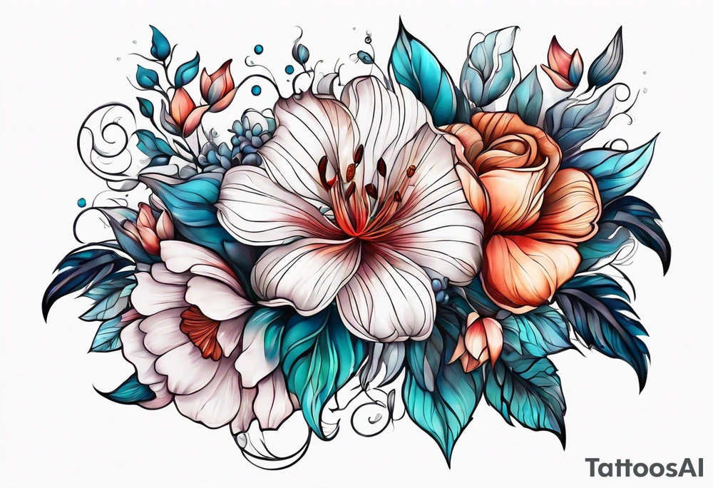sea, flower tattoo idea