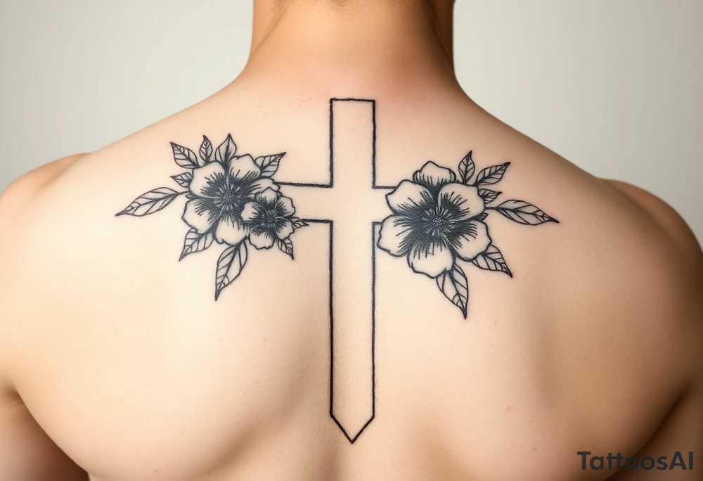 Cross outline with flowers only inside the outline of the cross tattoo idea