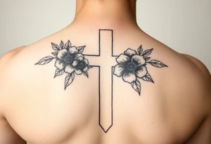 Cross outline with flowers only inside the outline of the cross tattoo idea