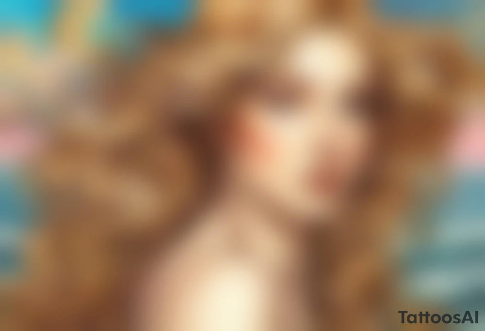 Full body goddess birth of Venus tattoo idea