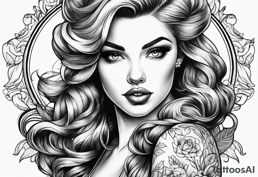 Gorgeous french pinup tattoo idea