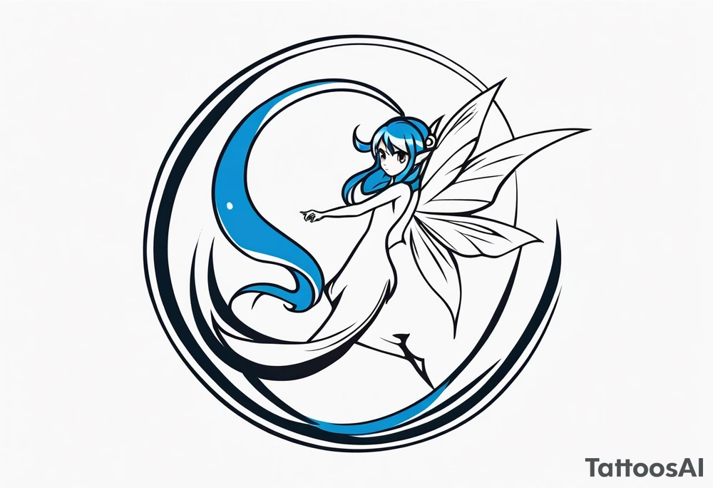 A fairy with a tail that is the fairy in the Fairy Tail anime guild logo tattoo idea