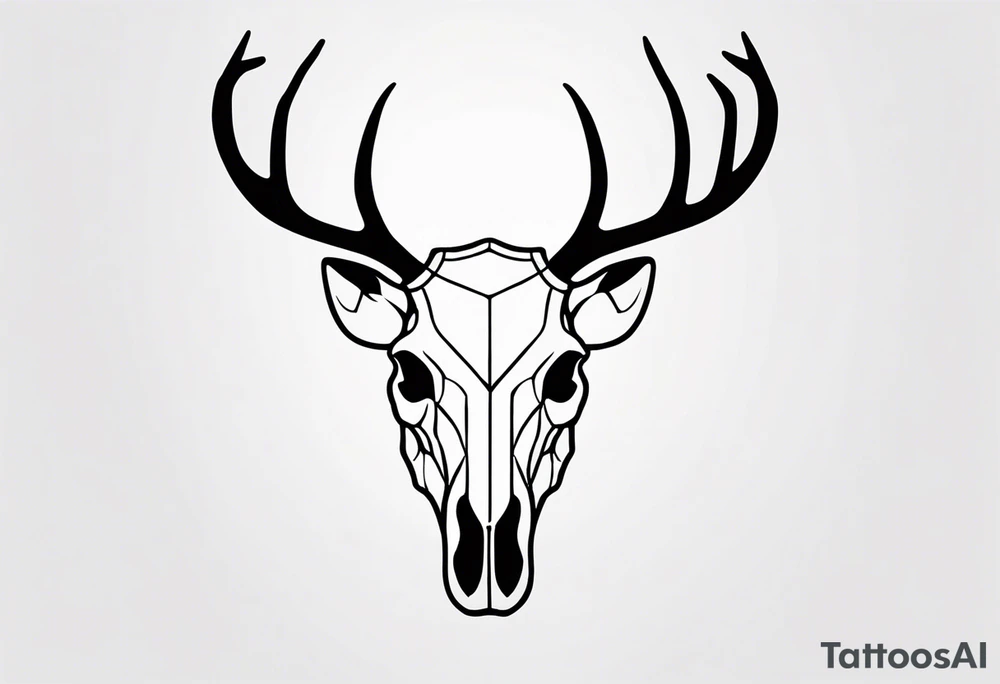 back tattoo of a front view reindeer  skull tattoo idea