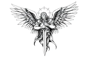 Holy Archangel, Biblical, Christianity, Hebrew, Guards of Christianity, Holding a sword, having six wings, seraphim, seek justice, love mercy, walk only with God tattoo idea