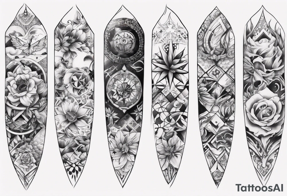 patchwork tattoos sleeve tattoo idea
