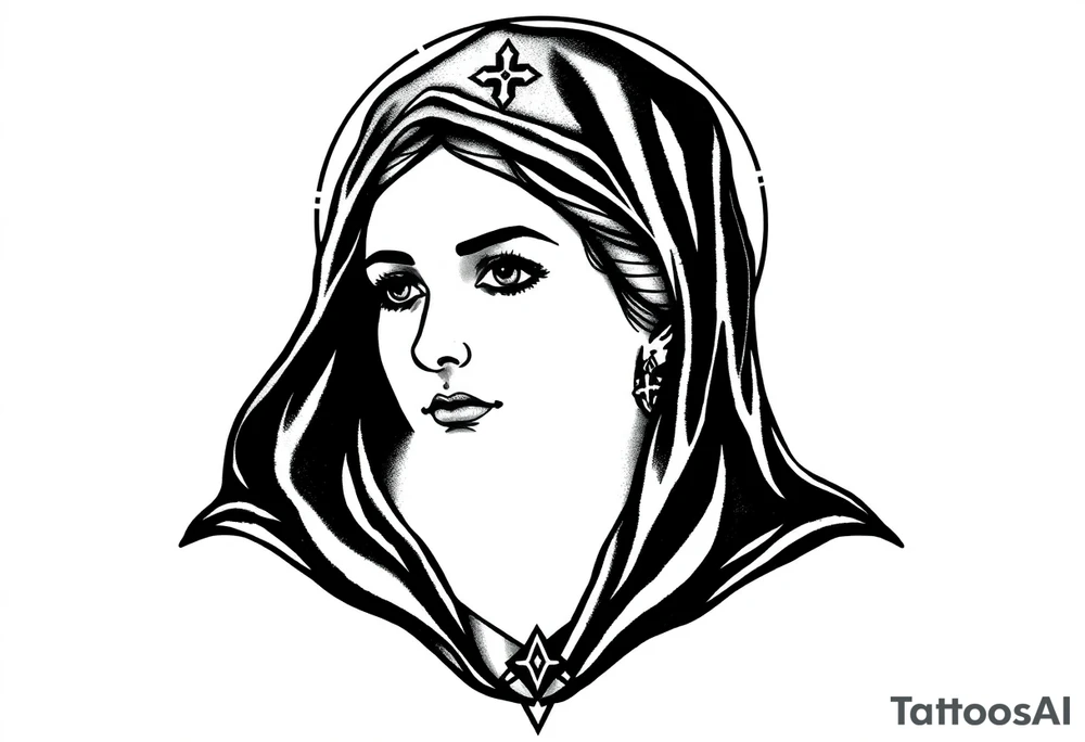 Russian orthodox icon woman tattoo idea