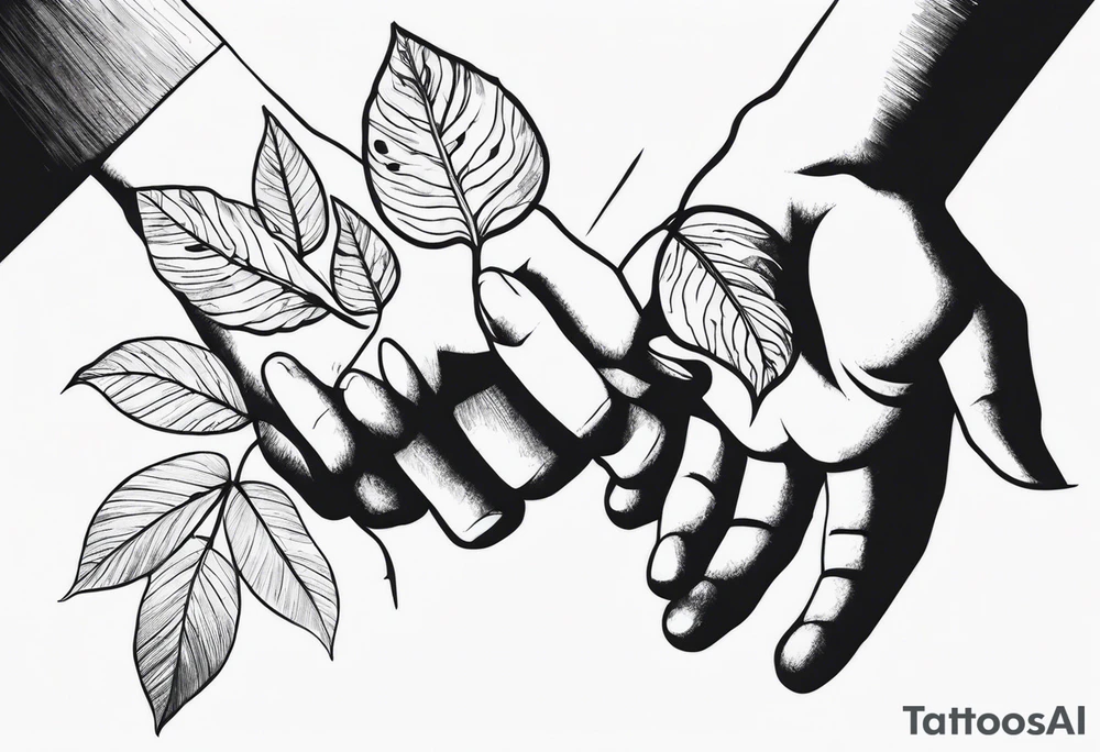 leaves shaped like two hands holding tattoo idea