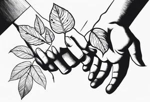 leaves shaped like two hands holding tattoo idea