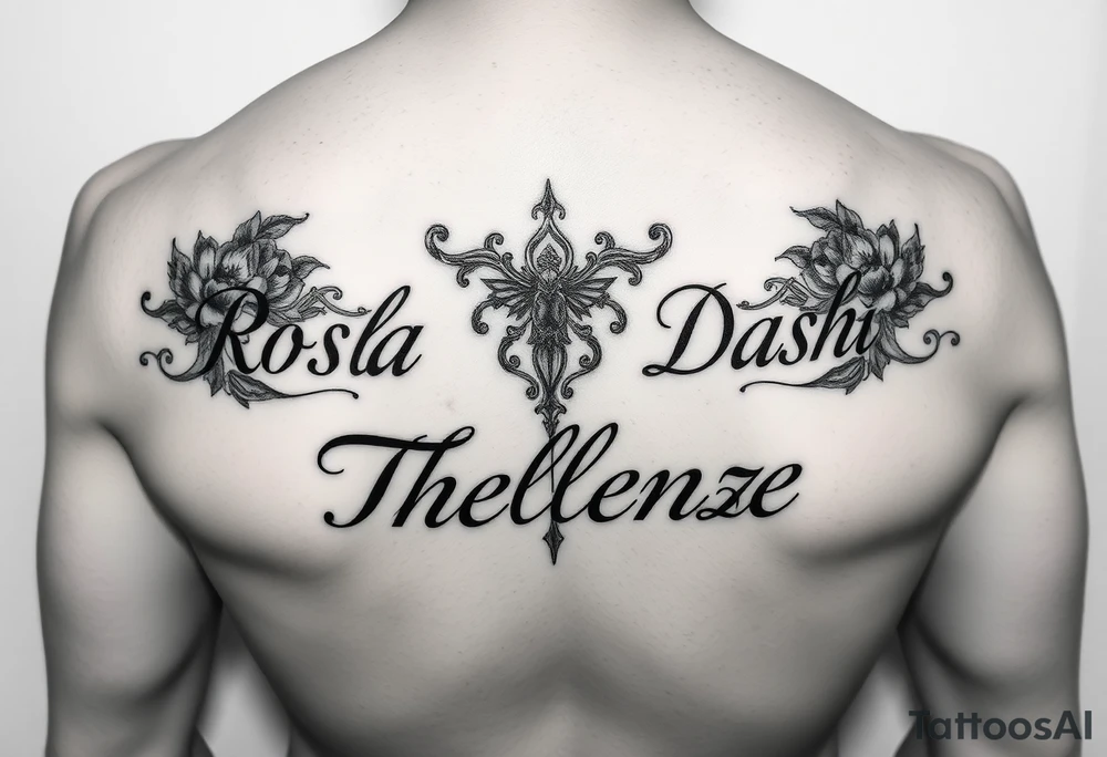 Combine the names rosela dashi and thellenze for a tattoo tattoo idea