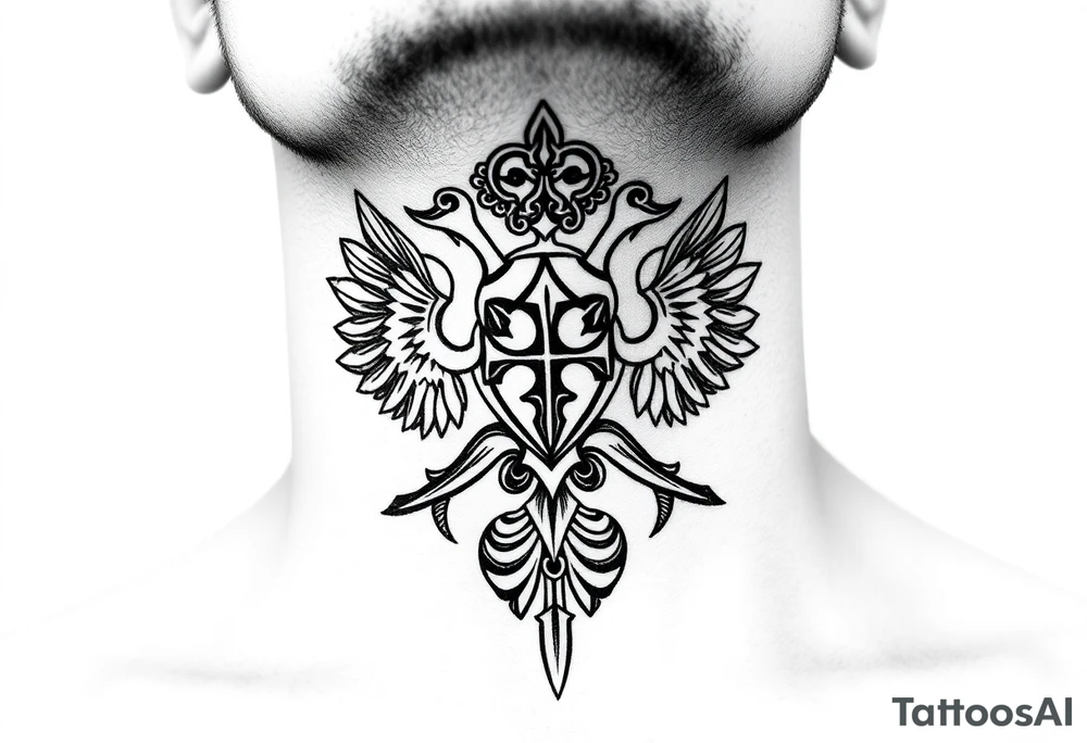 russian christian orthodox military neck design front facing tattoo idea