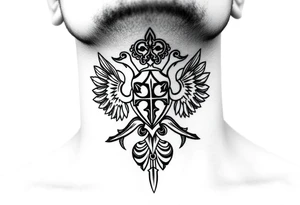 russian christian orthodox military neck design front facing tattoo idea