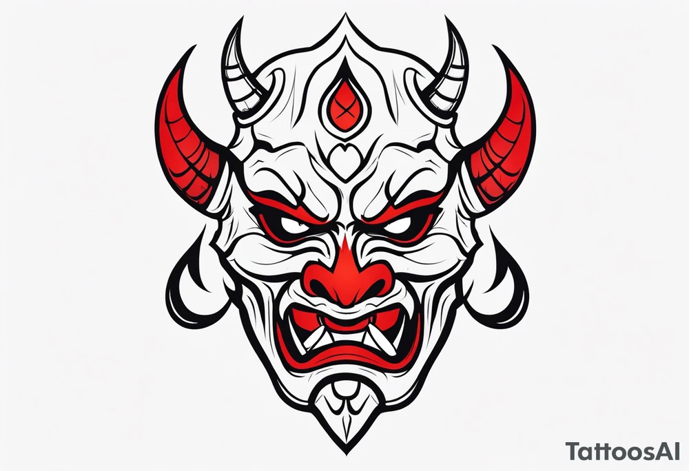 Protection against evil Oni mask tattoo idea