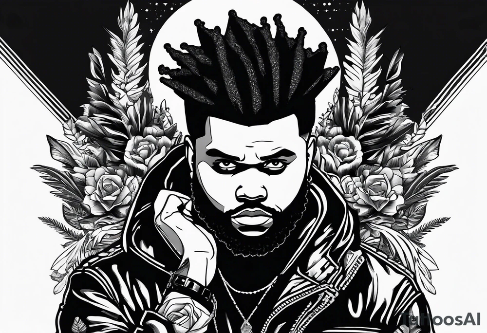 The weeknd with fortnite themed style tattoo idea