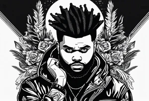 The weeknd with fortnite themed style tattoo idea