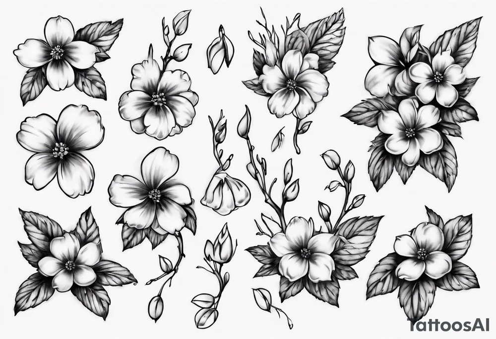 Sklettformel von Benzoesäure mit Kirschblüten verknüpft tattoo idea