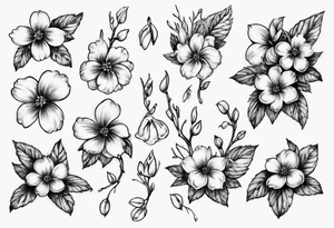 Sklettformel von Benzoesäure mit Kirschblüten verknüpft tattoo idea