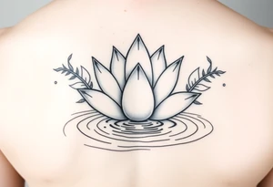 serene lotus flower emerging from sacred waters with ripples tattoo idea