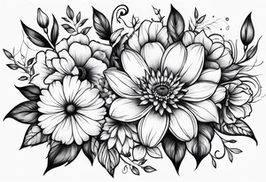 Flowers with name embedded tattoo idea